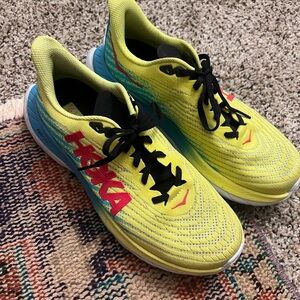 Hoka Yellow and Blue Running Shoes